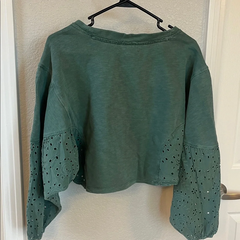 Anthropologie Pilcro Embroidered Eyelet Pullover Top NWT XS